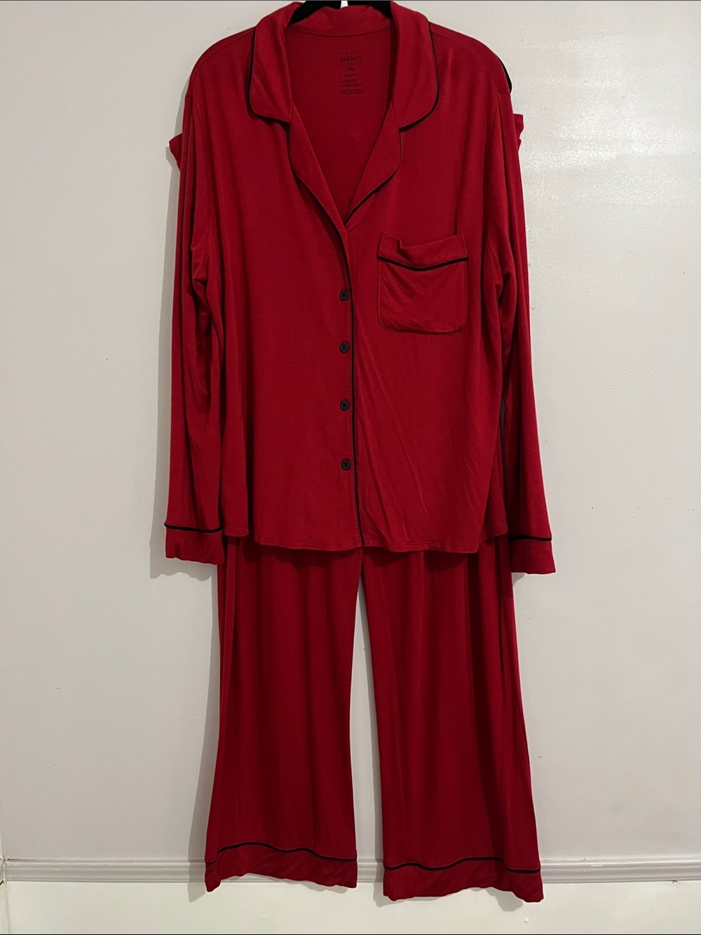 Auden Red Wide-Leg Pull-On Pajama Pants with Drawstring and matching top XXL